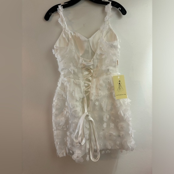 3D Flower Short Spaghetti Strap Party Gown A-line Tulle Homecoming Dress - Picture 6 of 11